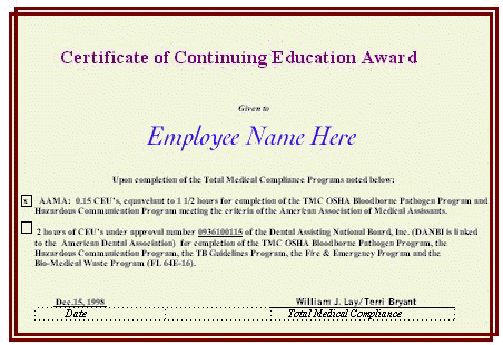 Personal CEU Certificate